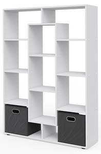 Raumteiler Weiß mit 2 Faltboxen Weiß - Holzwerkstoff - 103 x 143 x 29 cm