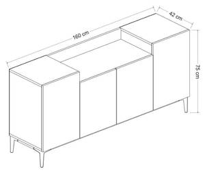 Buffet Ellaria Beige - Bois manufacturé - 42 x 75 x 160 cm