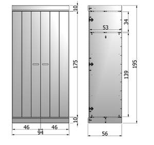 Kleiderschrank Connect Weiß - Massivholz - Holzart/Dekor - 94 x 195 x 53 cm