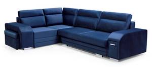 Ecksofa ALVA Blau - Ecke davorstehend links - Schlaffunktion davorstehend links