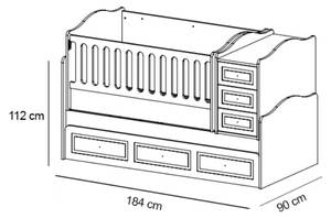 Alya mitwachsendes Babybett Weiß - Holzwerkstoff - 184 x 90 x 112 cm