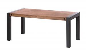 Table 200/250cm bois massif et métal Marron - En partie en bois massif - 250 x 77 x 90 cm