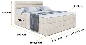 Boxspringbett CELESTIA KING Beige - Breite: 140 cm