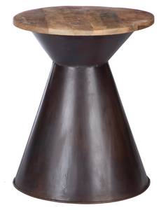 Table d'appoint Ø 40x55cm brun foncé Noir - Marron - Métal - Bois massif - 40 x 55 x 40 cm