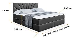 Boxspringbett MILTIO Hochglanz Schwarz - Breite: 120 cm - H4