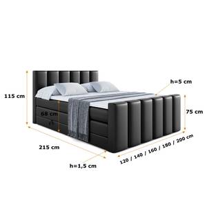 Boxspringbett BOXI1-Z KING Hochglanz Schwarz - Breite: 160 cm