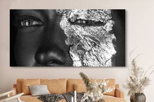 Leinwandbilder 160x80 Frau - Silber - Textil - 160 x 80 x 2 cm