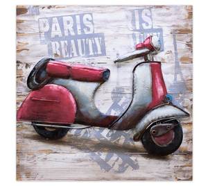 Holzbild When in Paris Rot - Silber - Metall - Holz teilmassiv - 60 x 60 x 5 cm