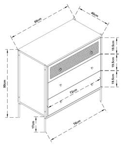 Commode Tysnes Noir - Marron - Bois manufacturé - Métal - 80 x 80 x 40 cm