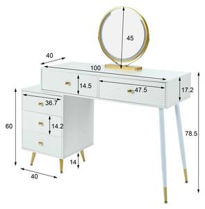 Schminktisch LED-Spiegel DianaZoom Ⅳ Weiß - Holzwerkstoff - Glas - Metall - 100 x 78 x 40 cm