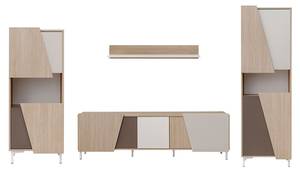 Wohnzimmer Set VISTE 4-teilig Beige - Weiß - Holzwerkstoff - 290 x 189 x 40 cm