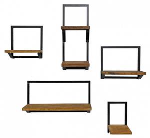 5 étagères bois exotique métal noir RAYA Noir - Métal - 50 x 26 x 15 cm