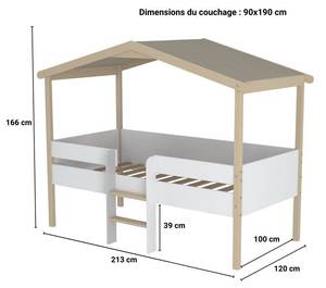 Lit cabane Wilo En partie en bois massif - 214 x 165 x 120 cm