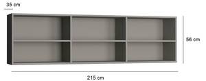 Surmeuble 6 niches de rangements Gris - Bois manufacturé - 215 x 56 x 35 cm