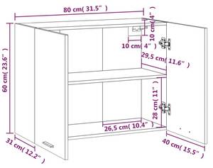 Hängeschrank 3016496-7 Braun - Eiche Dunkel - 80 x 60 cm