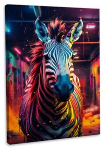 Leinwandbild Buntes-Zebra 30 x 45 cm