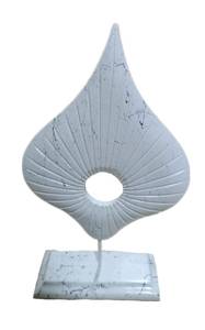 Skulptur Ellipse Weiß Marmoroptik Weiß - Kunststoff - Stein - 16 x 38 x 8 cm