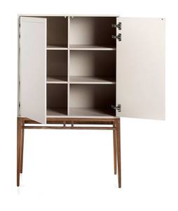 Vitrine in Nussbaum und grauem Holz Braun - Grau - Holzwerkstoff - Holzart/Dekor - Holz teilmassiv - 90 x 150 x 40 cm