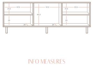 Sideboard Altea mit 3 Türen Massivholz - Holzart/Dekor - 180 x 65 x 35 cm