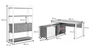 Eckschreibtisch Büromöbel Set SVEA Weiß - Holzwerkstoff - Metall - 160 x 170 x 160 cm