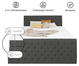 Boxspringbett HOLLYWOOD mit Bettkasten Anthrazit - Breite: 200 cm