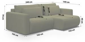 Ecksofa Achim Mini Grün