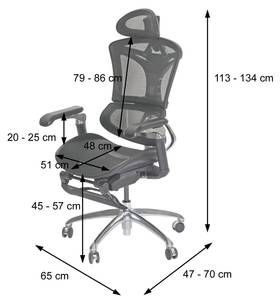 Bürostuhl J93b Schwarz - Textil - 65 x 134 x 70 cm