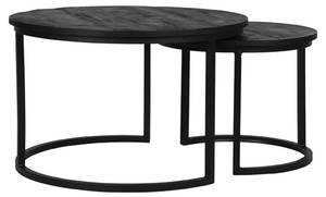 Couchtisch Double Schwarz - Massivholz - 70 x 45 x 70 cm