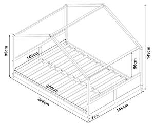 Lit cabane Simo avec matelas 146 x 149 cm