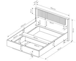 Bett BOLZANO Schwarz - Braun - Holzwerkstoff - Naturfaser - Kunststoff - 167 x 102 x 210 cm