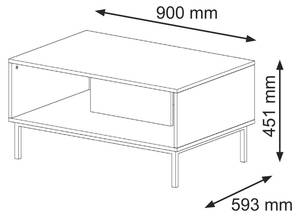 Couchtisch RAVENNA B CT90 Schwarz - Weiß