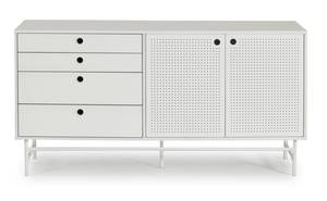 Buffet design Punto Blanc - En partie en bois massif - 150 x 77 x 47 cm