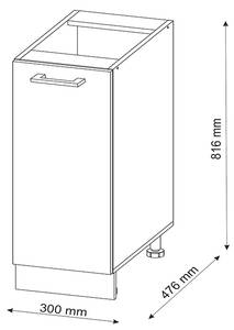 Küchenunterschrank R-Line 46781 Hochglanz Anthrazit - Weiß