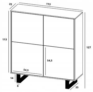 Highboard APOLLO Graphit - Eiche Wotan Dekor