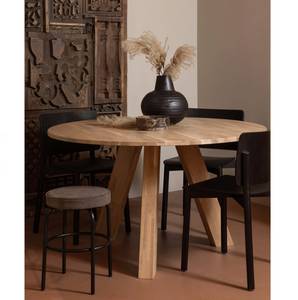 Table Ronde Rhonda Beige - Bois massif - Bois/Imitation - 129 x 75 x 129 cm