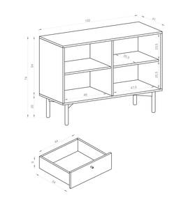 Commode FLOW FK102 Beige - Noir - Bois manufacturé - Matière plastique - 102 x 74 x 41 cm