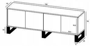 Tv-Lowboard APOLLO 2 Eiche Wotan Dekor - Weiß