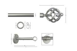 Gardinenstange Rustika 1 lfg. Silber - Breite: 260 cm