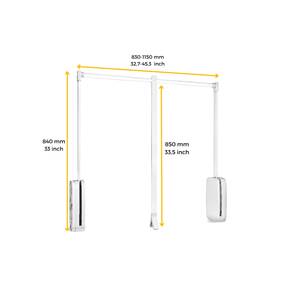 Kleiderlift für Garderoben Sling Weiß - Metall - 16 x 9 x 86 cm