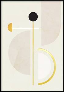 Creme Geometrische Kunst Rechtes Poster Papier - 70 x 50 x 70 cm