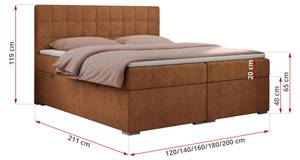 Boxspringbett CARMEN Orange - Breite: 200 cm - H4 - Textil