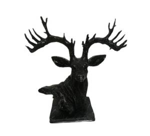 Skulptur Hirsch Schwarz Marmoroptik Schwarz - Kunststoff - Stein - 27 x 33 x 13 cm