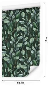 Papier Peint FEUILLES Eucalyptus Nature Beige - Vert - Papier - Textile - 53 x 1000 x 1000 cm