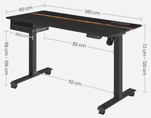 Bürotische Booker Schwarz - Tiefe: 140 cm