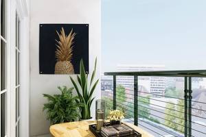 Outdoor-Poster 50x50 Ananas - Gold - Kunststoff - 50 x 50 x 1 cm