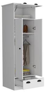 armoire Falkland Blanc - Bois manufacturé - Matière plastique - 60 x 179 x 51 cm