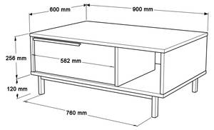 Couchtisch OCEAN CT90 Weiß - Holzwerkstoff - Kunststoff - 90 x 38 x 60 cm