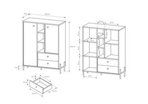 Vitrinenschrank NOTTE 2D2S Grau - Holzwerkstoff - Kunststoff - 101 x 126 x 40 cm