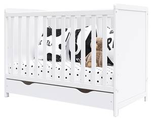 Mitwachsendes Babybett Weiß - Massivholz - 65 x 89 x 124 cm