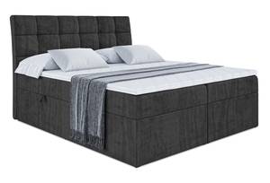 Boxspringbett mit Topper APO Schwarz - Breite: 160 cm - H4